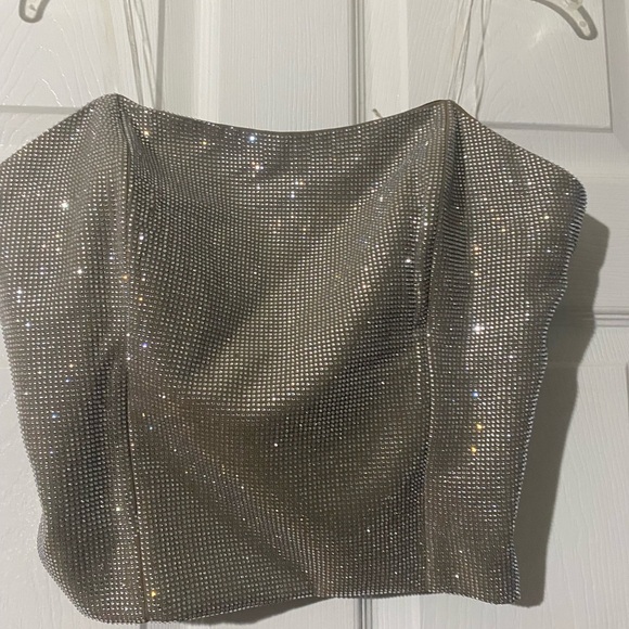 Fashion Nova sparkle rhinestone strapless top - Picture 4 of 10